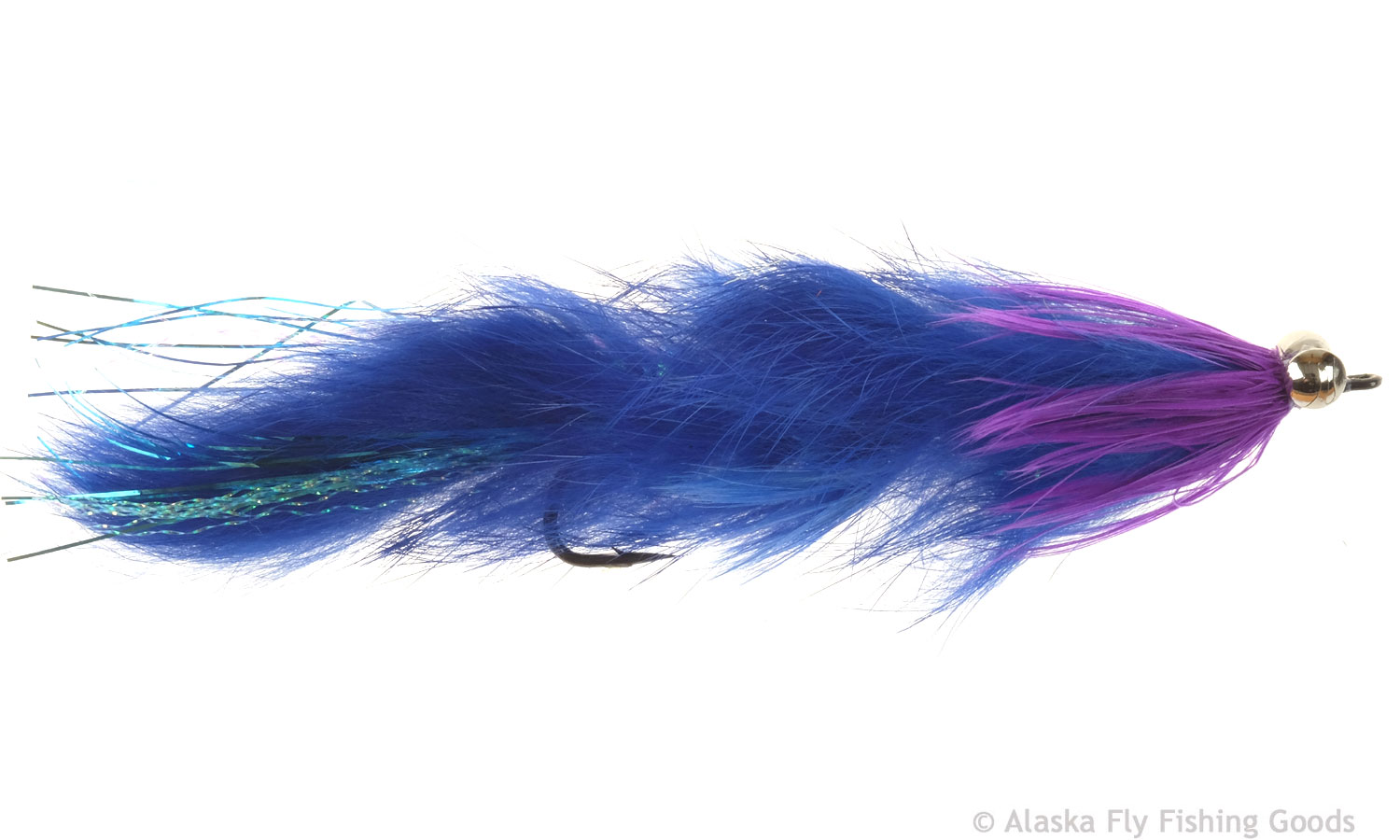 Articulated Hareball Leech - Blue 1/0 - King Salmon Flies - Alaska Fly  Fishing Goods
