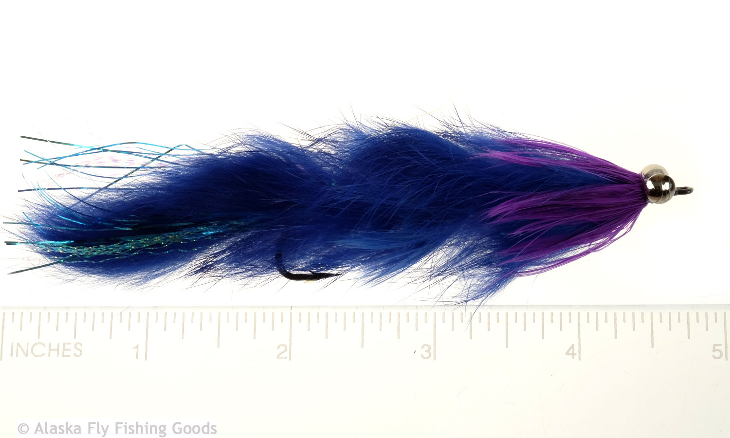 Articulated Hareball Leech - Blue 1/0 - King Salmon Flies - Alaska